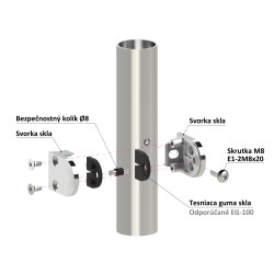 Svorka na trubku ø 42,4 mm, sklo 6 - 10,76 mm, AISI 304 Svorka na trubku ø 42,4 mm, sklo 6 - 10,76 mm, AISI 304